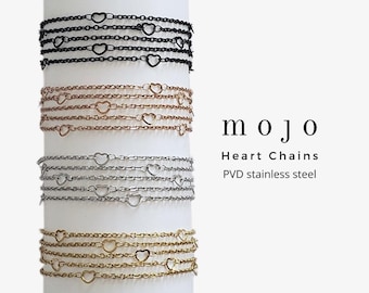 4 Farben! Herz-Kette für Permanent Schmuck machen Gold Silber Rose Schwarz PVD Edelstahl Halskette Armband Kette Durch Fuß-Großhandel