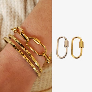 Gold Silver Simple Carabiner for Paperclip Necklace Chunky Chain Jewelry Charm Bracelet Layered Stacker Lock Locket Padlock Earrings SIENNA