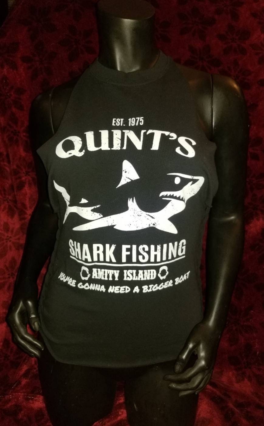 DIY Upcycled Jaws Quint's Shark Fishing Halter Top Tank Handmade