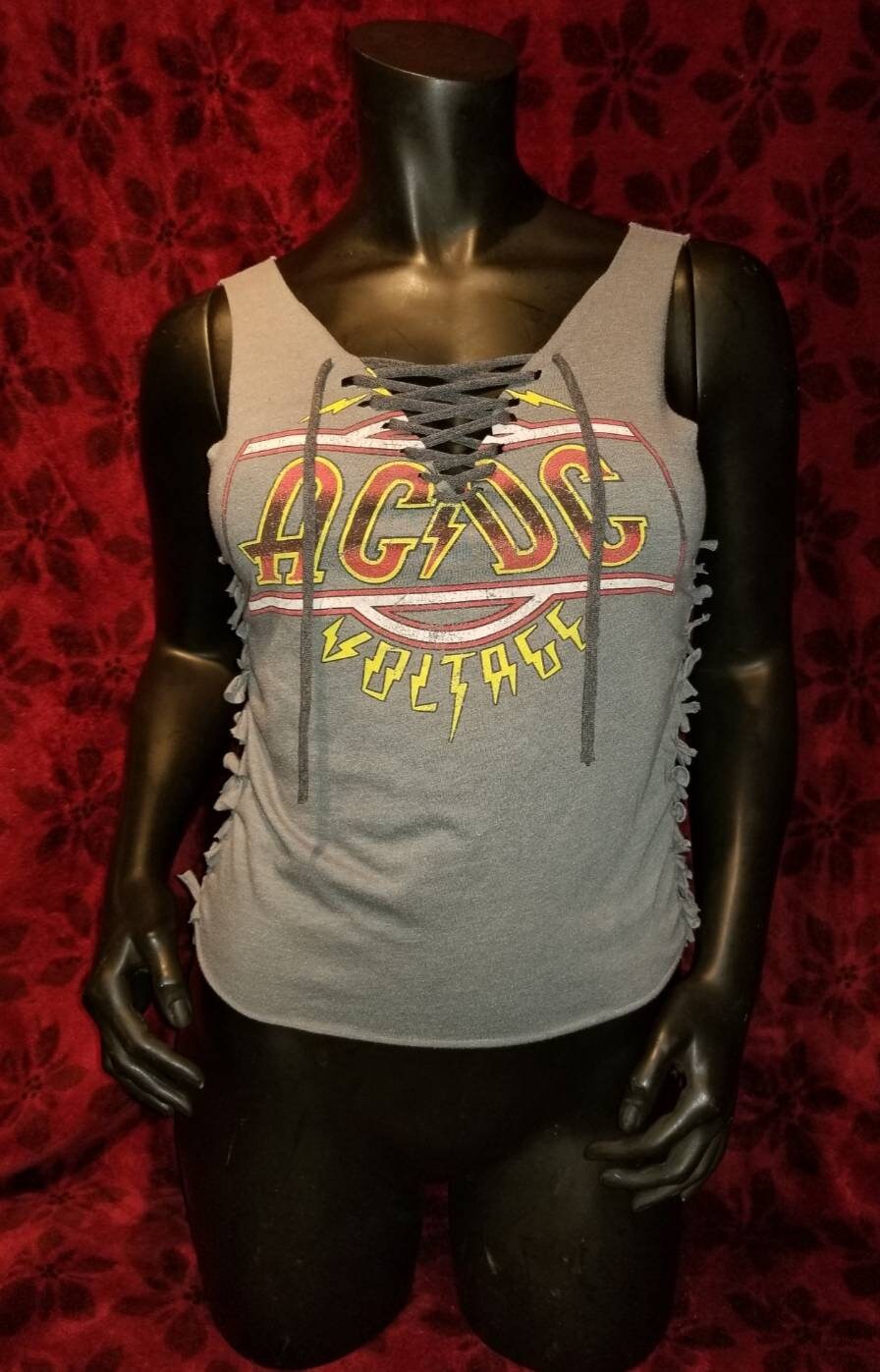 DIY Upcycled AC/DC Tank Top Handmade Classic Rock Punk Retro - Etsy