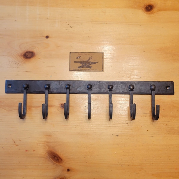 Hand forged square key rack, hook rack, kitchen utensil rack, wall mounted jewelry organizer, jewelry hanger  "Simplicity Collection"