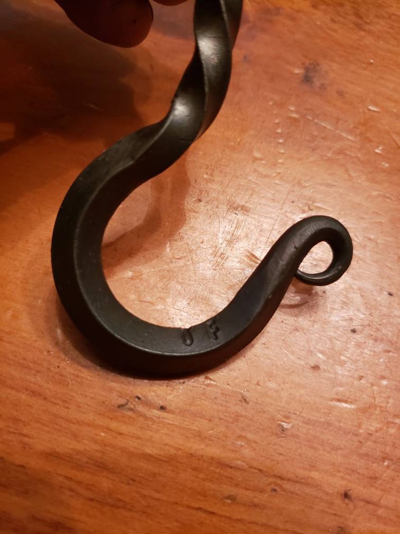 Set of 6 Hand Forged Steel Under Cabinet Hooks Classic Twist Collection