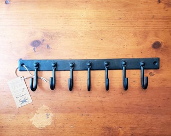 Hand forged key rack, hook rack, kitchen utensil rack, wall mounted jewelry organizer, jewelry hanger  "Simplicity Collection"