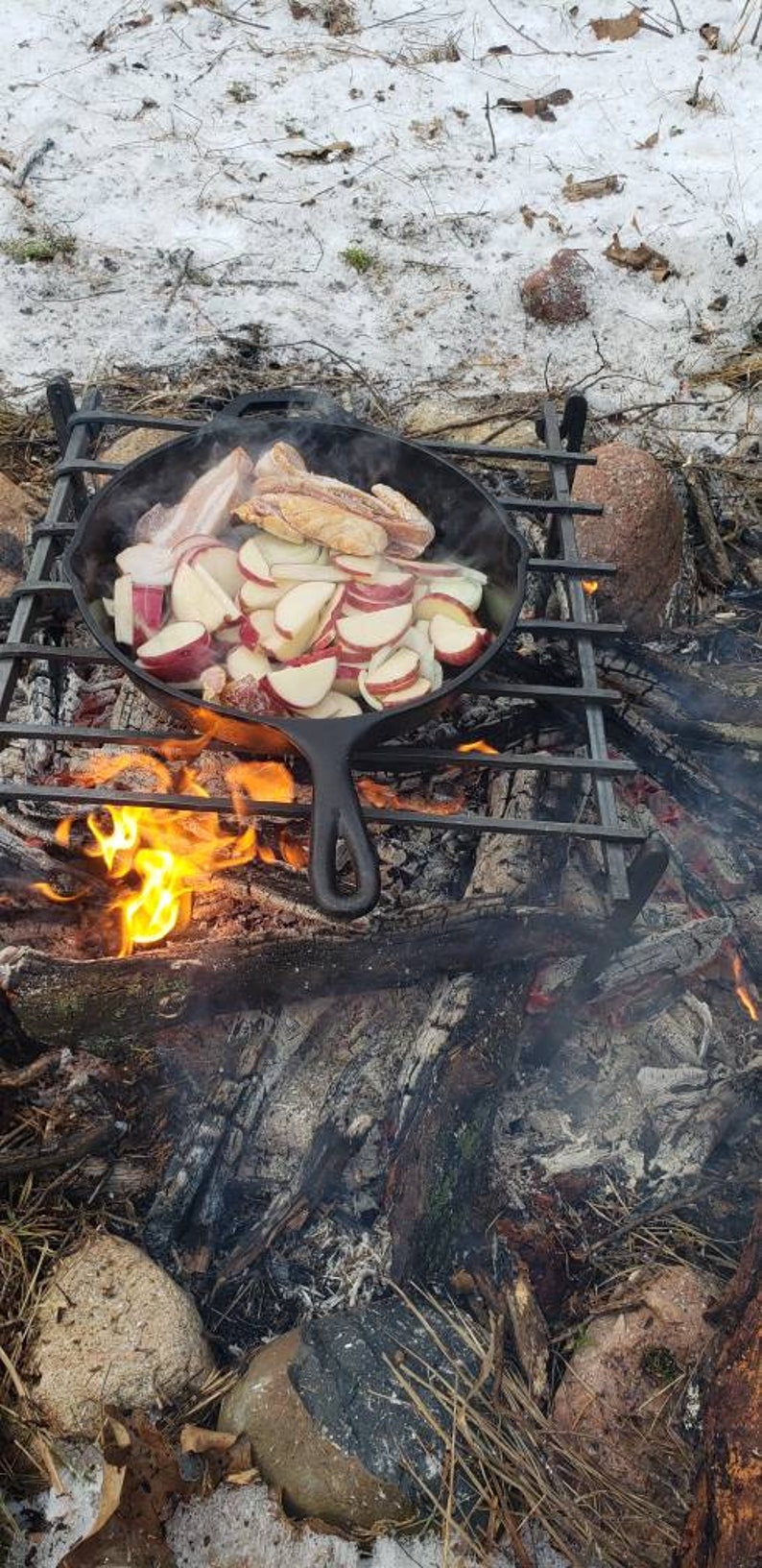 Hand Campfire Grill Camp Cooker Cowboy Grill Etsy