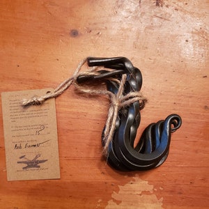 Set of 6 Hand Forged Steel Under Cabinet Hooks Classic Twist Collection