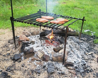 Paul Bunyan Edition Hand forged campfire grill, camp cooker, cowboy grill, campfire cook set "Bushcraft Collection"