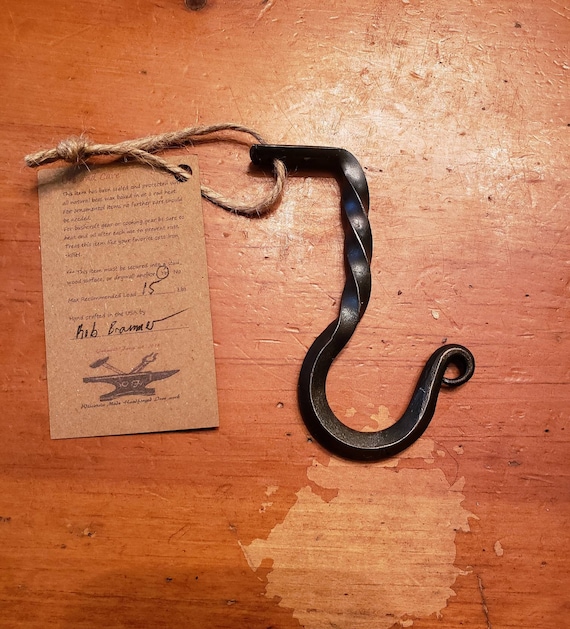 Set of 6 Hand Forged Steel Under Cabinet Hooks Classic Twist Collection