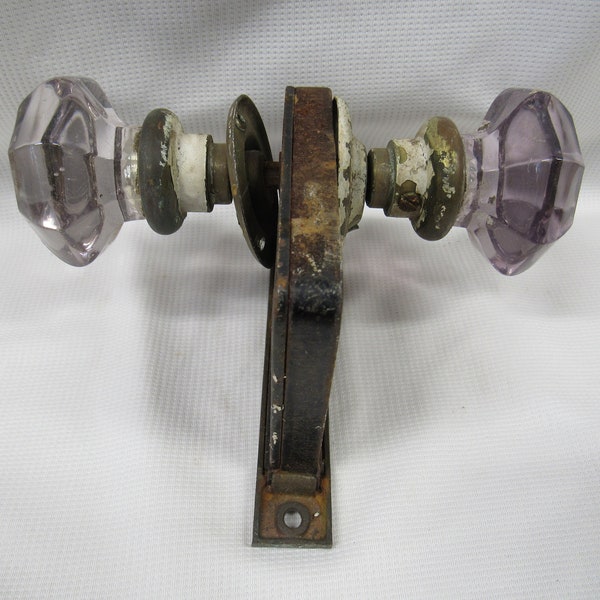 Purple Door knob, Amethyst Door Knob Set with Locking Mechanism, Vintage/Antique Door Lock Sets with Purple knobs
