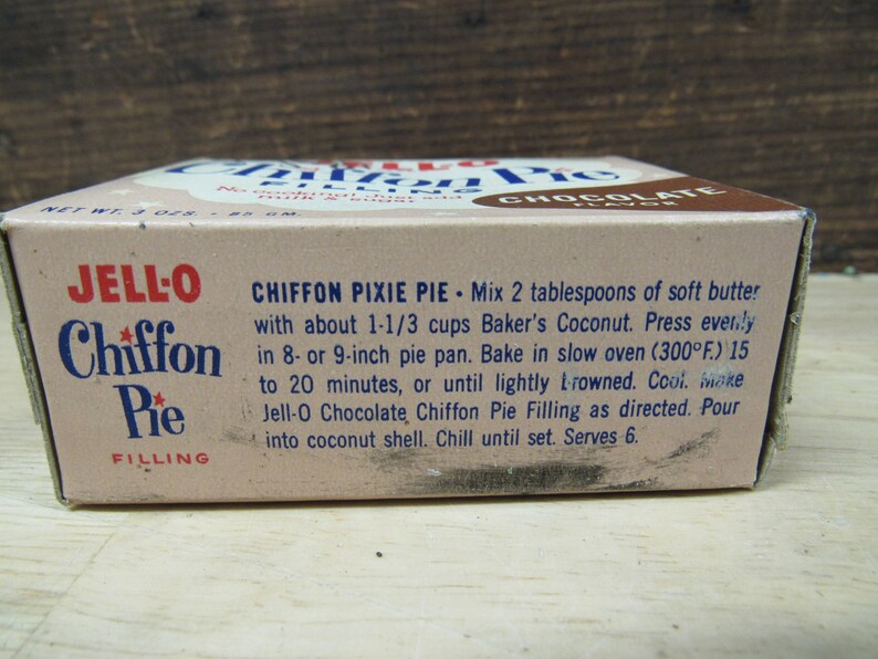 Jello Pudding Box Jello Chocolate Chiffon Pie Filling NOS Etsy