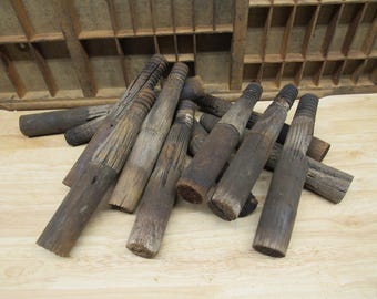 Wood Insulator Pins, 4 Antique Wooden Insulator Pins, 9" Long Wood Pins, Rustic Insulator Pins