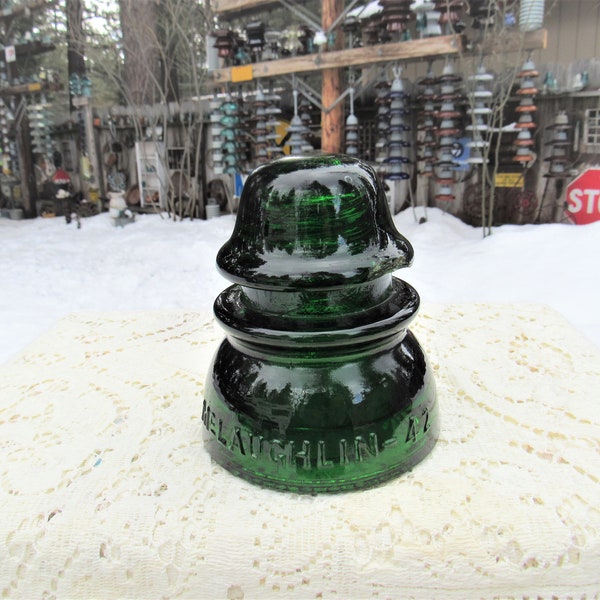 Green Glass Insulator, Emerald Green McLaughlin Insulator, Bright Green McLaughlin Insulator