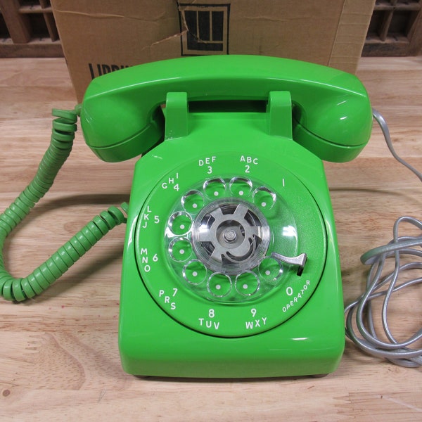 Lime Green Telephone, New in Original Box Lime Green Rotary Phone