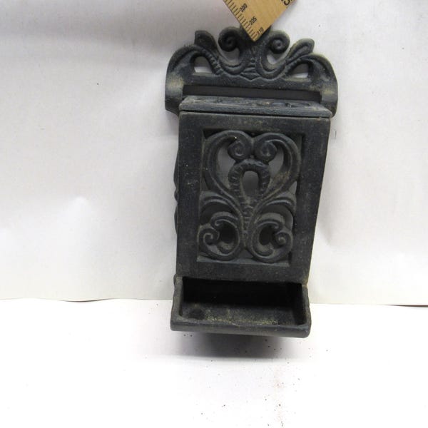 Match Stick Holder, Cast Iron Wall Match Stick Holder, Ornate Cast Iron Matchstick Holder