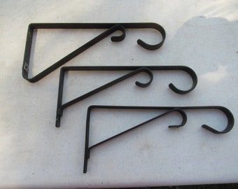 Ornate Shelf Brackets, 3 Black Metal Shelf Brackets