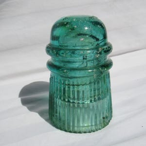 Aqua Glass Insulator, Light Aqua Pleated Skirt Glass Insulator