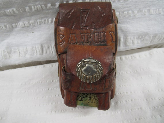 Hand Tooled Leather Mexico Vintage Cigarette Case holds 