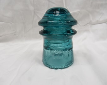Aqua Glass Insulator, Dark Aqua Hemingray W U Insulator