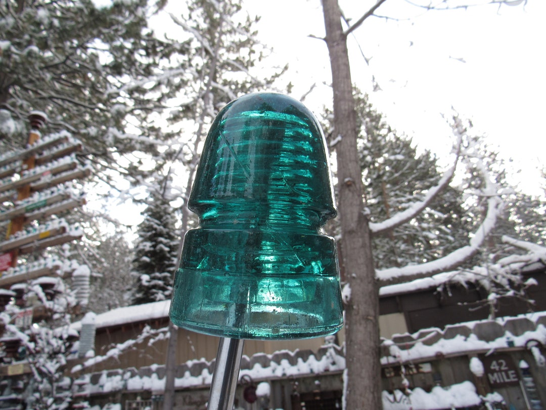 Postal Glass Insulator, Bee Hive Postal Insulator, Aqua Bee Hive Postal
