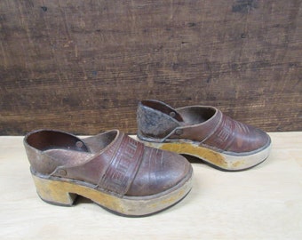 Pancrom Children's Clogs, Wood and Leather Pancrom Children's Clog Shoes