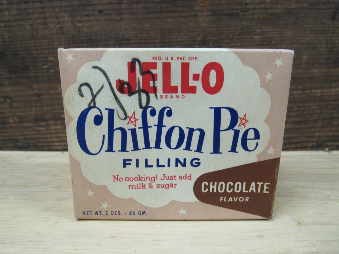 Jello Pudding Box, Jello Chocolate Chiffon Pie Filling, NOS Jello