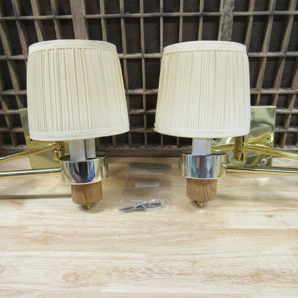 Brass Swing Lamps, Pair of Brass Swing Arm RV Bedroom Lamps, Lance Camper Lamps