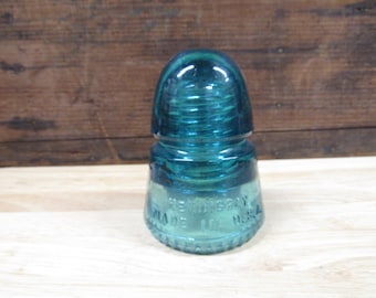 Aqua Glass Insulator, Dark Aqua Hemingray Insulator