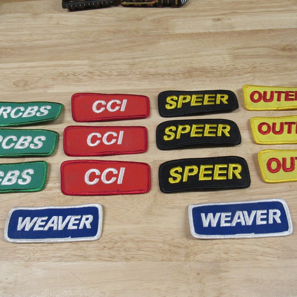 Work Shirt Patches, 14 Various Work Shirt Company Patches, RCBS Patch, CCI Patch, Speer Patch, Outers Patch, Weaver Patch