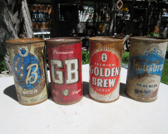 Rusty Beer Cans 4 Rusty Beer Cans Hausbrau Beer Can Golden - Etsy