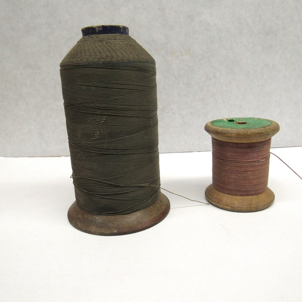 Industrial Thread Spools, Two Industrial Thread Spools with Original Heavy Duty Thread