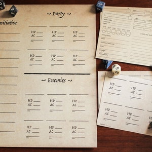 Rastreador de Iniciativa • Planejador de Combate e Encontro w. Cartas bônus de monstro/NPC/companheiro (imprimir e jogar) • Dungeons and Dragons • Pathfinder