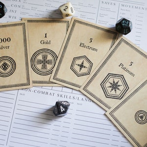 Dungeon Money • Print and Play • Dungeons and Dragons, Pathfinder, Compatible with most D20 Tabletop RPGs and Board Games