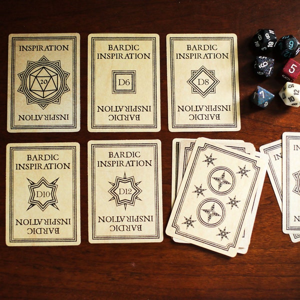 Inspiration & Bardic Inspiration Token Cards • Printable • Dungeons and Dragons 5E Gaming Accessory