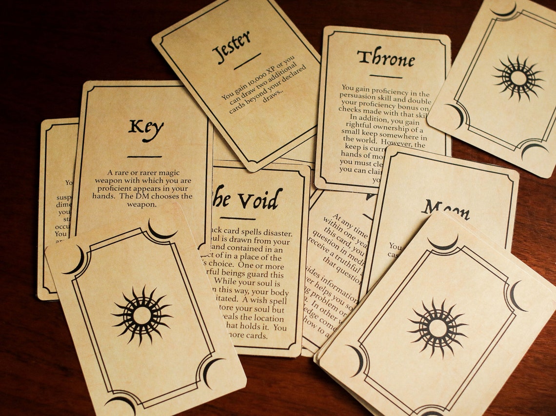 Deck of Many Things print and Play Dungeons and Dragons 5E Etsy