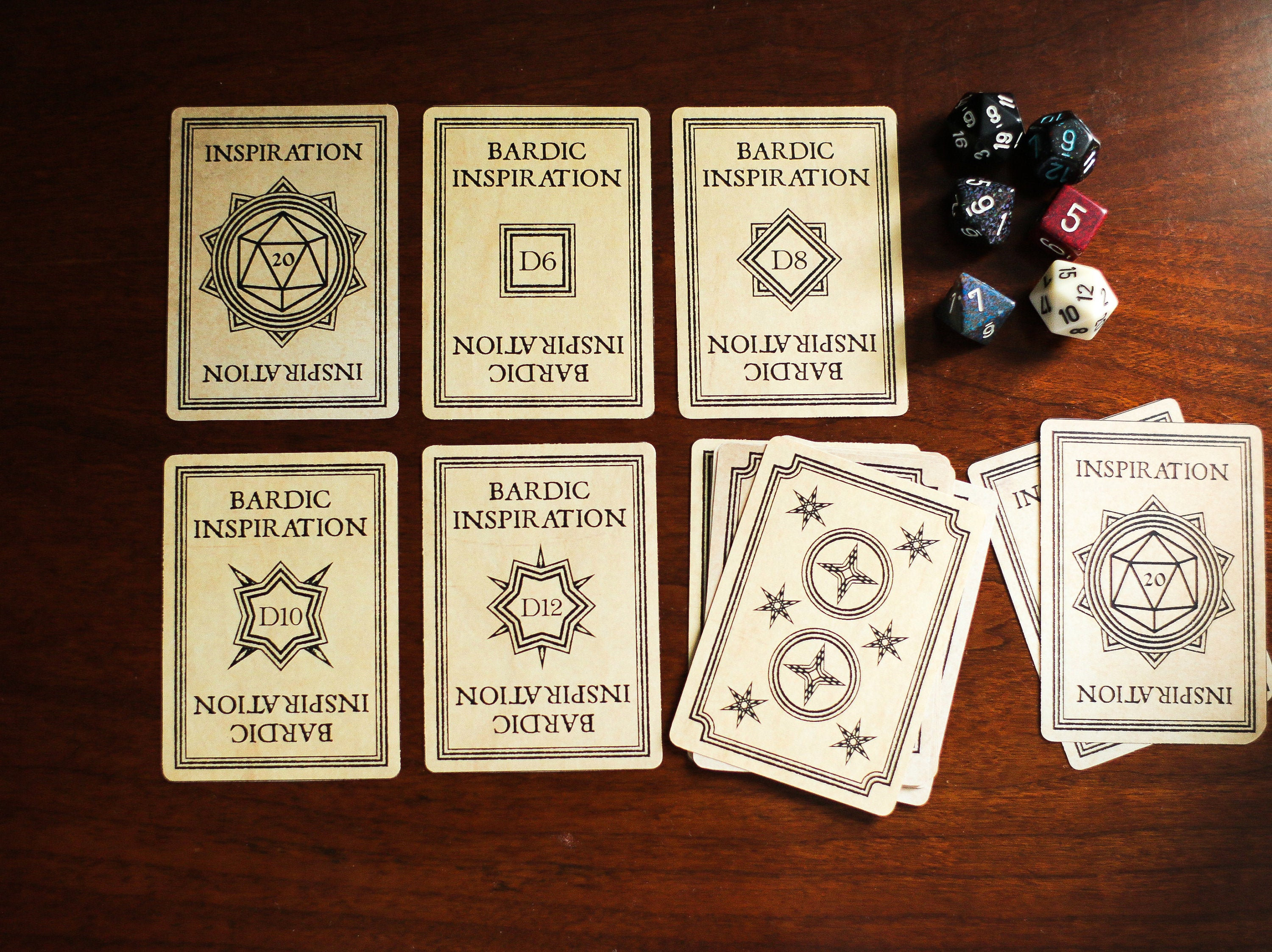 Inspiration & Bardic Inspiration Token Cards • Printable • Dungeons and Dragons 5E Gaming Accessory