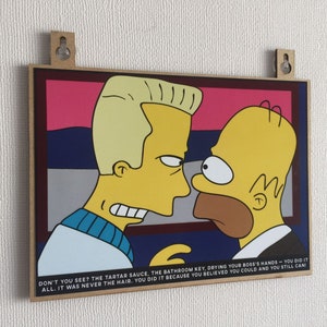 Houten minilijst: Carl & Homer, geïnspireerd op The Simpsons Show. Los Simpson. Wanddecoratie. Waaierdecoratie. Voor Simpsons-fans.