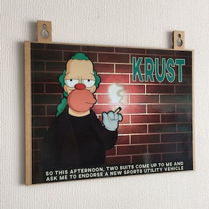 Mini houten lijst, The Last Temptation of Krusty, geïnspireerd in The Simpsons Show, Simpsons Gif, voor Simpsons-fans