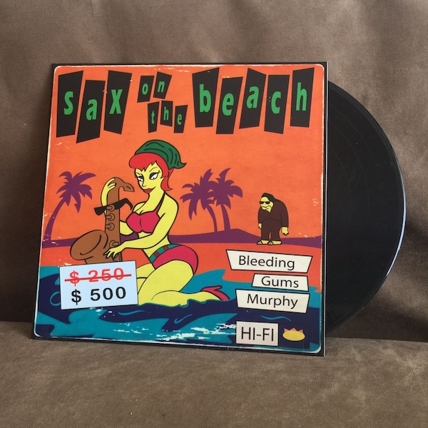 Cool Gift. Sax on the Beach (Bleeding Gums) real size LP cover + LP Label, The Best Simpsons Gift, Simpsons Gift, Simpsons Fans
