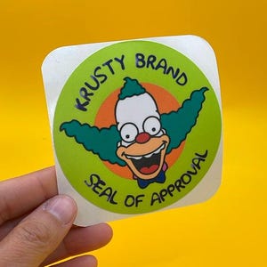 Adesivo "Krusty Brand", Os Simpsons, Programa de TV, Los Simpson, Palhaço, Presente Krusty, Presente para fãs, Presente perfeito, Adesivo com selo de aprovação