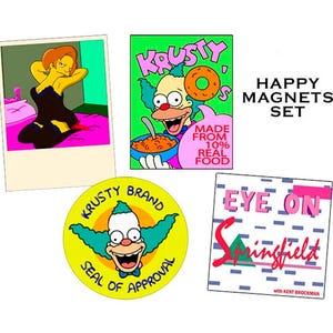 Happy Magnets Set, The Simpsons, Los Simpson, Krusty, Regalo Simpson, Simpsons Gift, Edna Sexy, Best Simpsons Gift