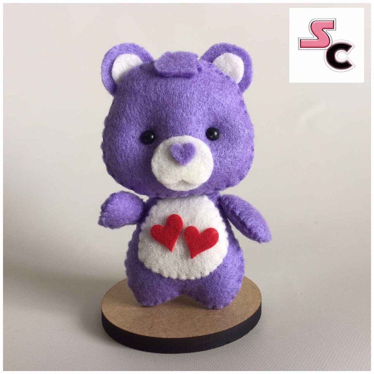 フェルトぬいぐるみ4点セット、ケアベア、100%ハンドメイド