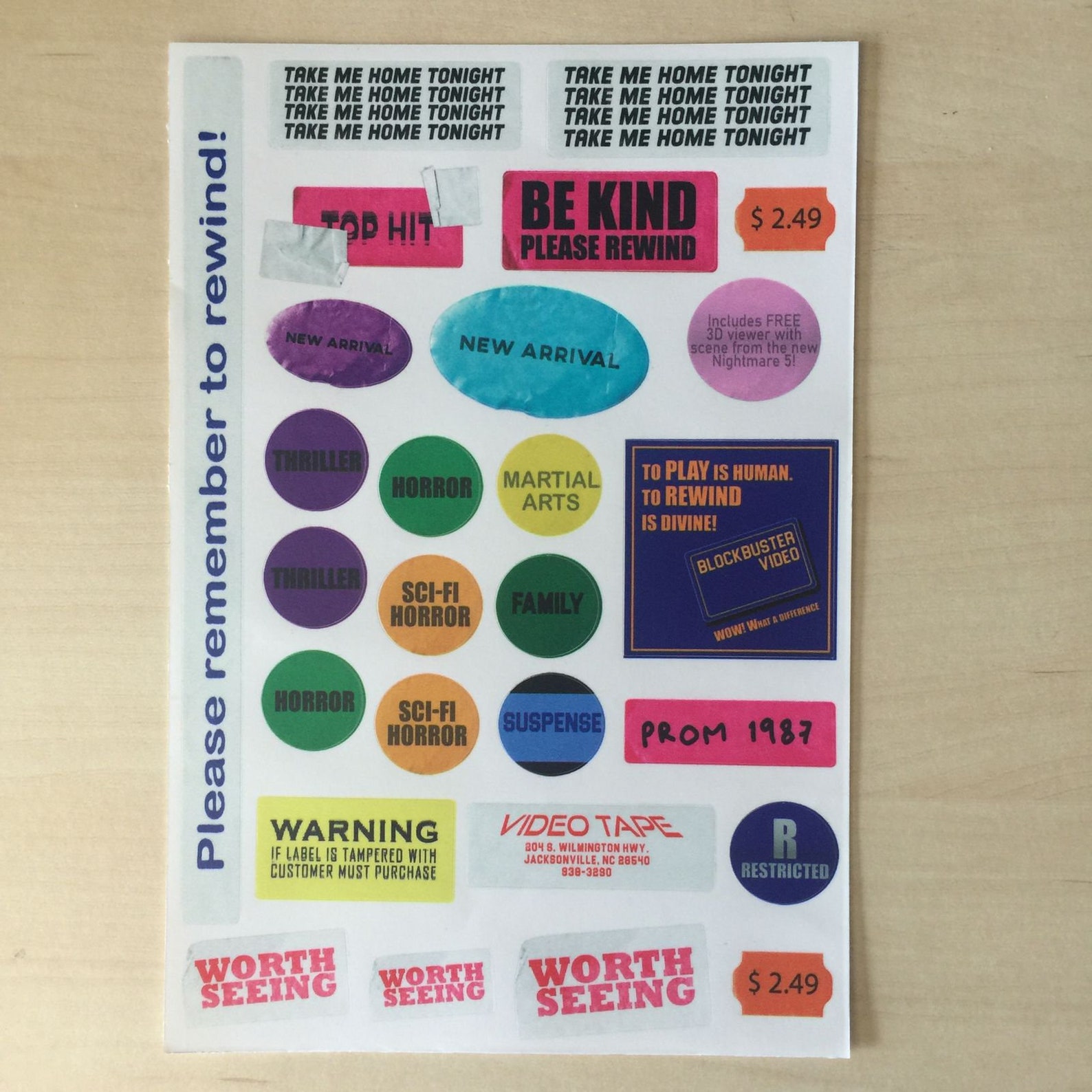 VHS Style High Quality Stickers Sheet. Great Gift. VCR Lovers. Etsy