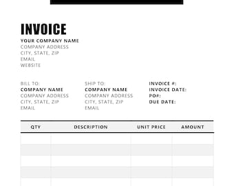 Microsoft Word Invoice, Invoice Template, Printable Invoice, Business Form, Editable Invoice, Receipt, Easy to Use Invoice Template