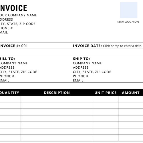 invoice template printable invoice business form editable etsy