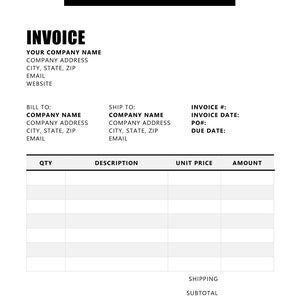 Microsoft Word Invoice, Invoice Template, Printable Invoice, Business Form, Editable Invoice, Receipt, Easy to Use Invoice Template