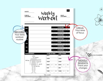 workout planner etsy weekly workout planner