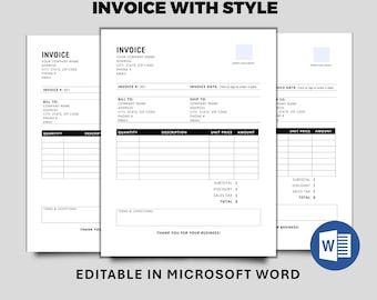 Editable Professional Invoice Template Microsoft Word