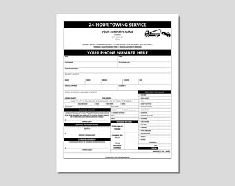 Plantilla de factura de remolque editable: Formulario de servicio en carretera (Microsoft Word)