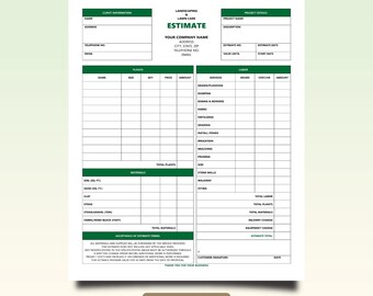 Editable Landscaping Lawn Care Work Estimate - Microsoft Word