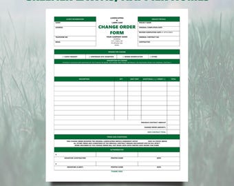 Editable Landscaping Lawn Care Change Order Form Template: Microsoft Word