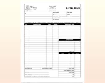 Modulo d'ordine di riparazione modificabile - Auto, camion, motociclette: Microsoft Word